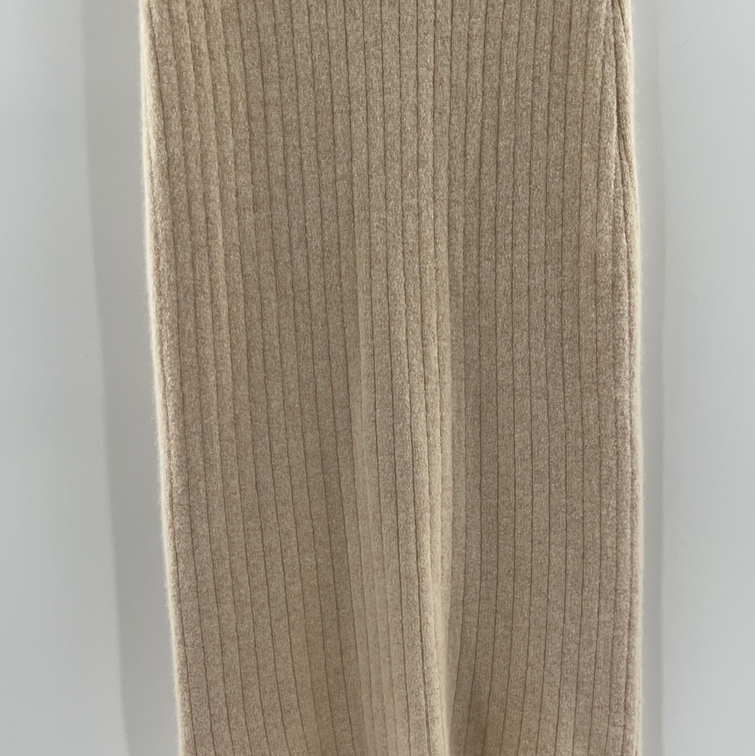 Free People - Soft 92% Cashmere Knit Beige Ribbed Vented Skirt (Size Medium)