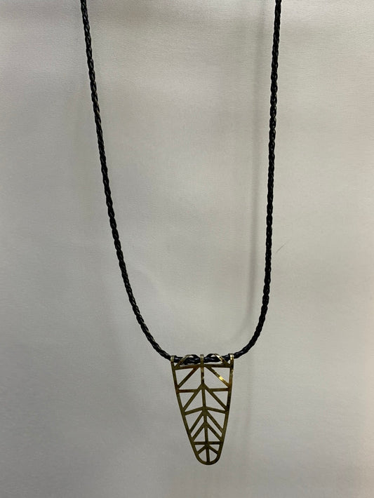 Urban Outfitters Black and Triangular Gold Necklace