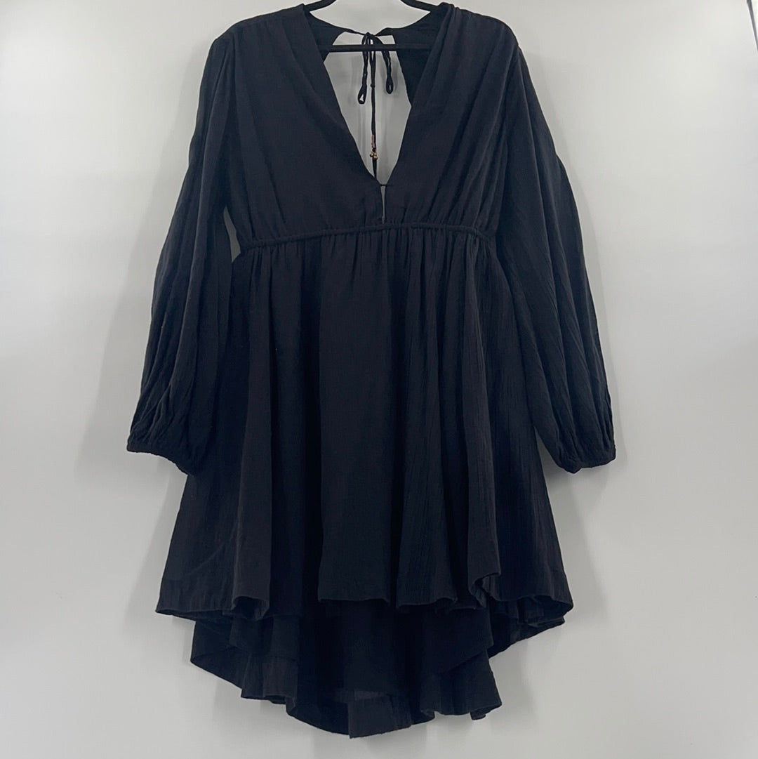 Free People Black Cotton Backless Mini (XL) The Thrifty Hippy Free People Black Cotton Backless Mini (XL) The Thrifty Hippy