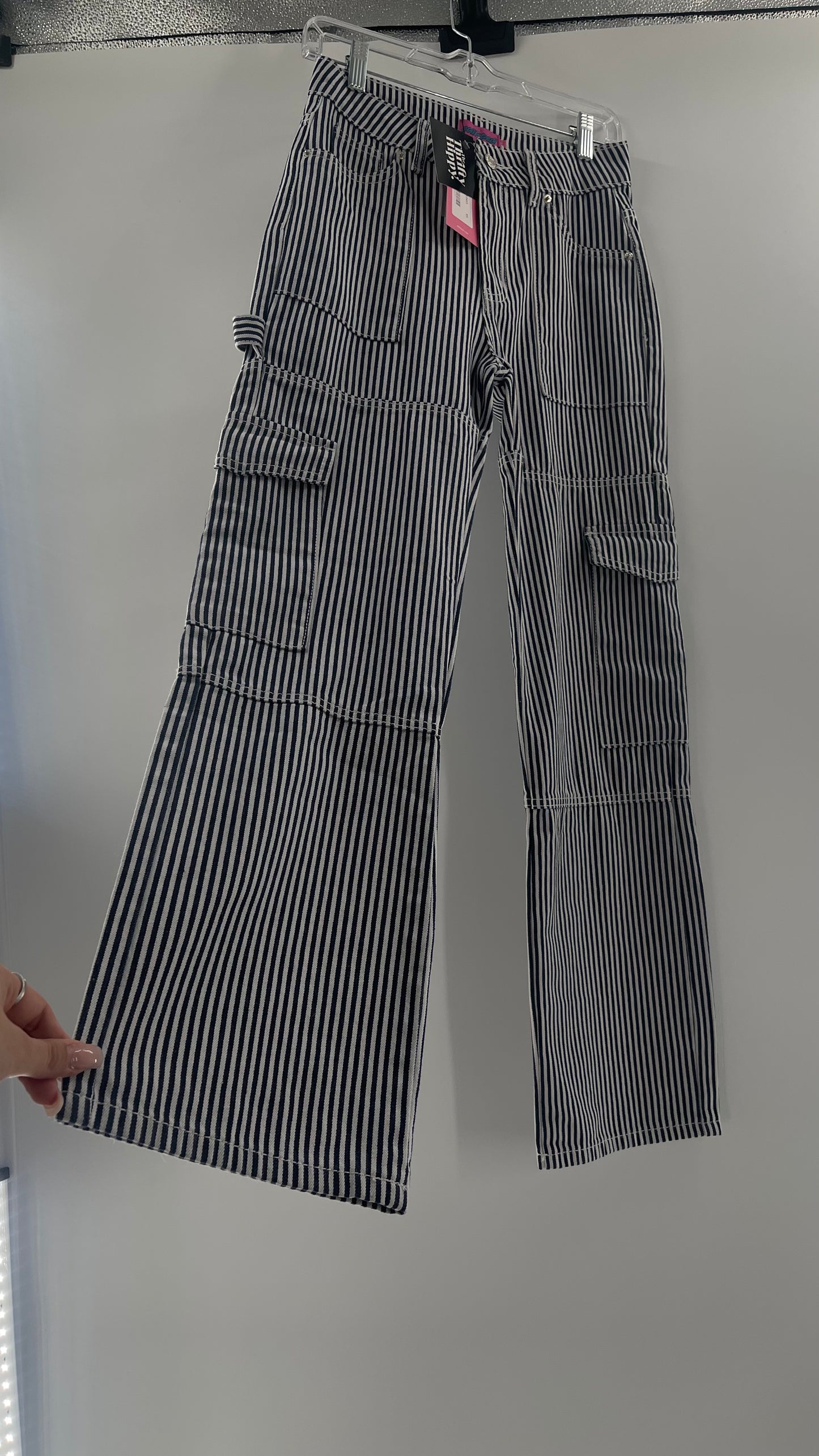 Edikted Stripe Out Cargos with Tags Attached (XS)