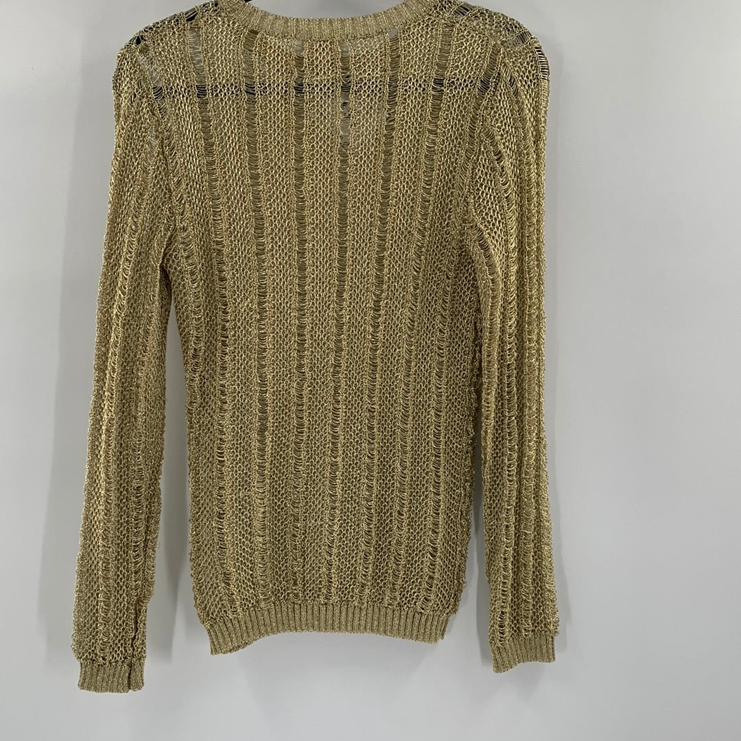 HWR Gold Metallic Knit Long Sleeve (S)