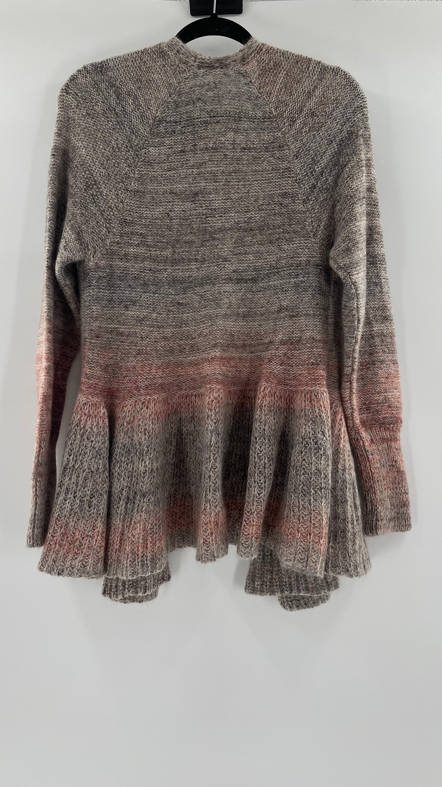 Anthropologie Knitted + Knotted Grey Pink Cardigan (small)