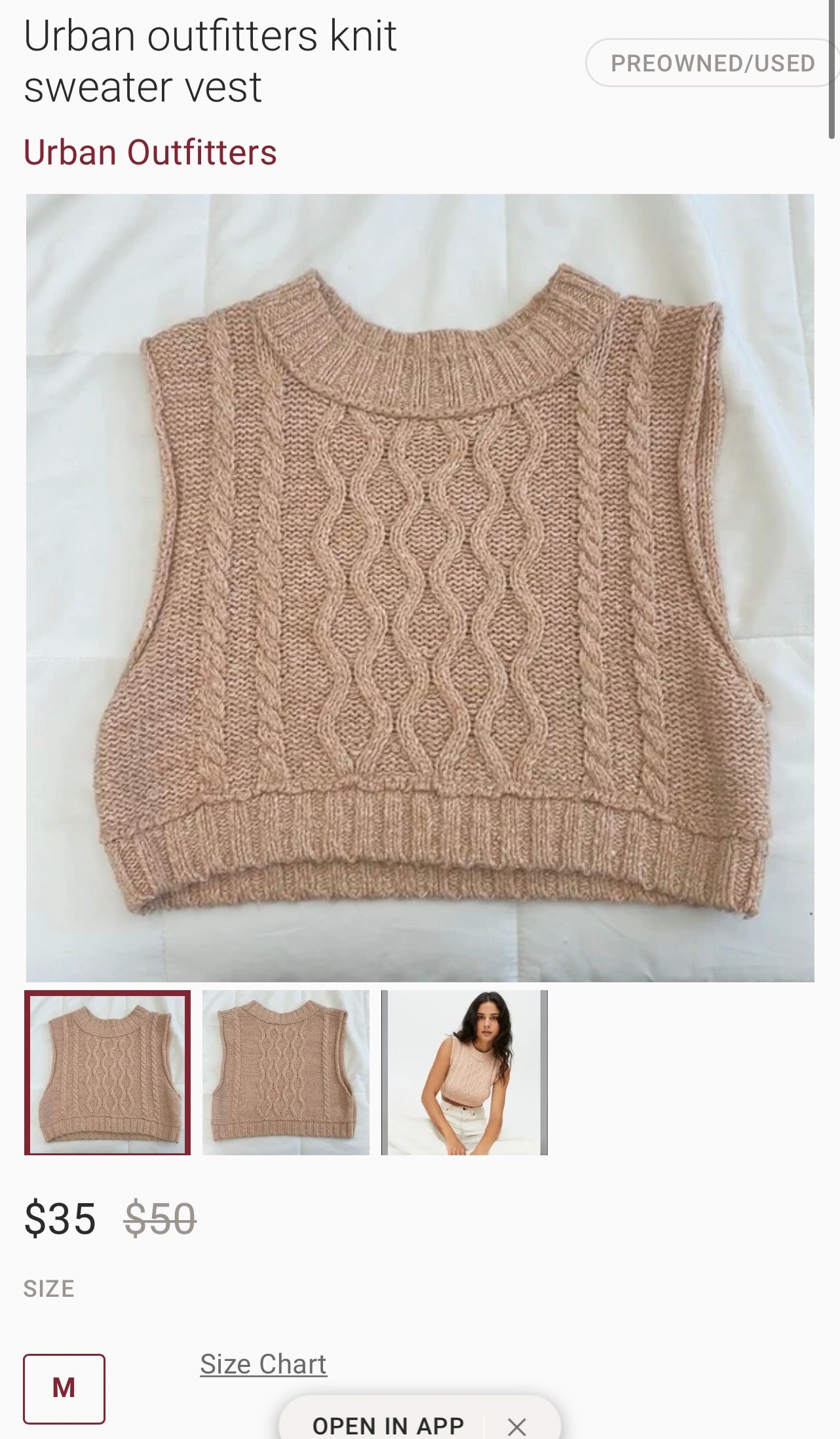 Urban Outfitters Beige Cropped Sweater Tank (Medium)