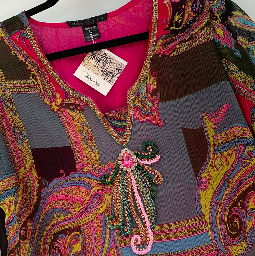 Silk Threads Paisley, Embellished Tunic (M)