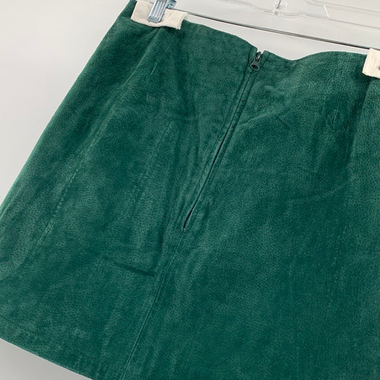 Urban Outfitters Renewal - 100% Suede Vintage Green Mini Skirt (Size Large)