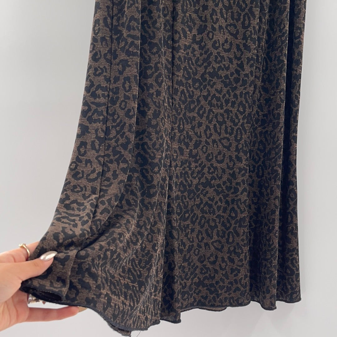 Vintage Briggs New York Midi Skirt Gold Black  Cheetah Print (Size S)