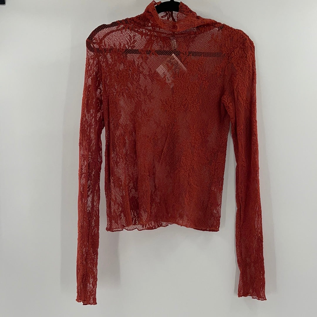 Intimately Free People Rust Lace Turtle Neck