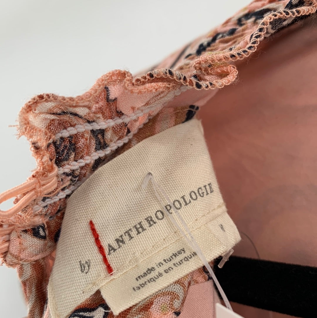 Anthropologie - Balloon Brown Sleeves Pleated Midi Dress (Size Medium)