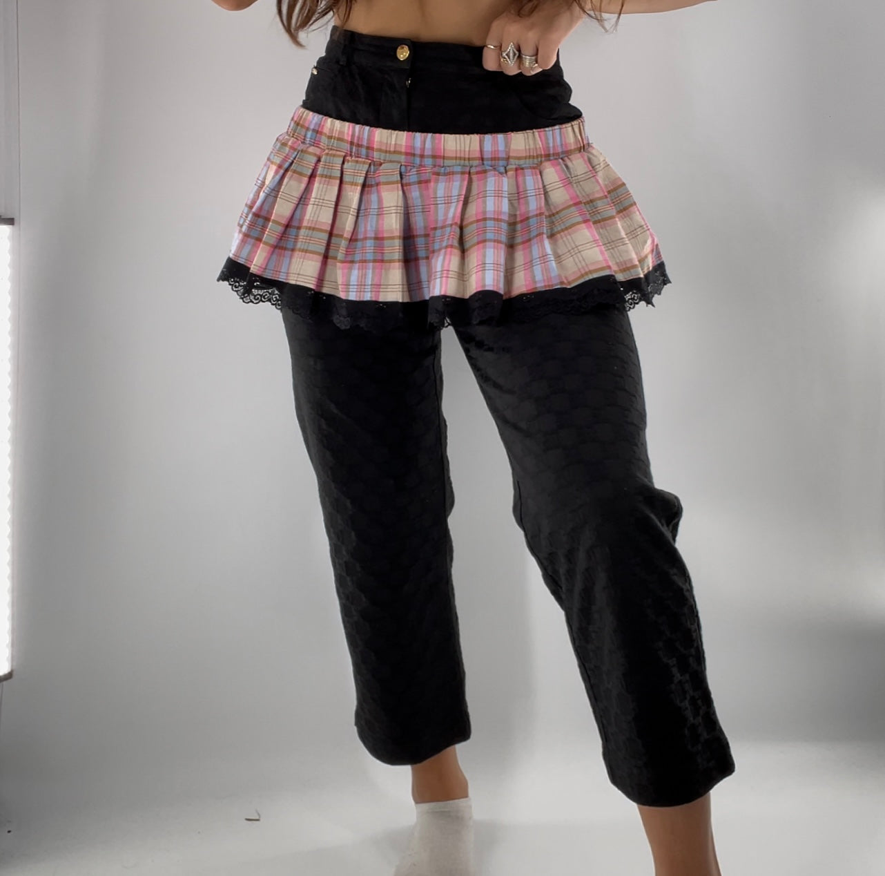 Plaid Schoolgirl micro mini skirt (L)