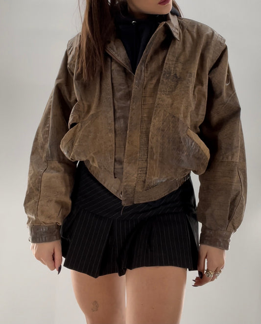 Vera Pelle Vintage Leather Bomber Jacket (46)