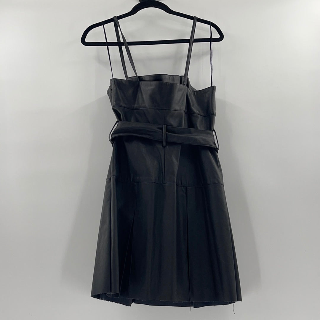 Free People - Black Vegan Leather Mini Dress (12)