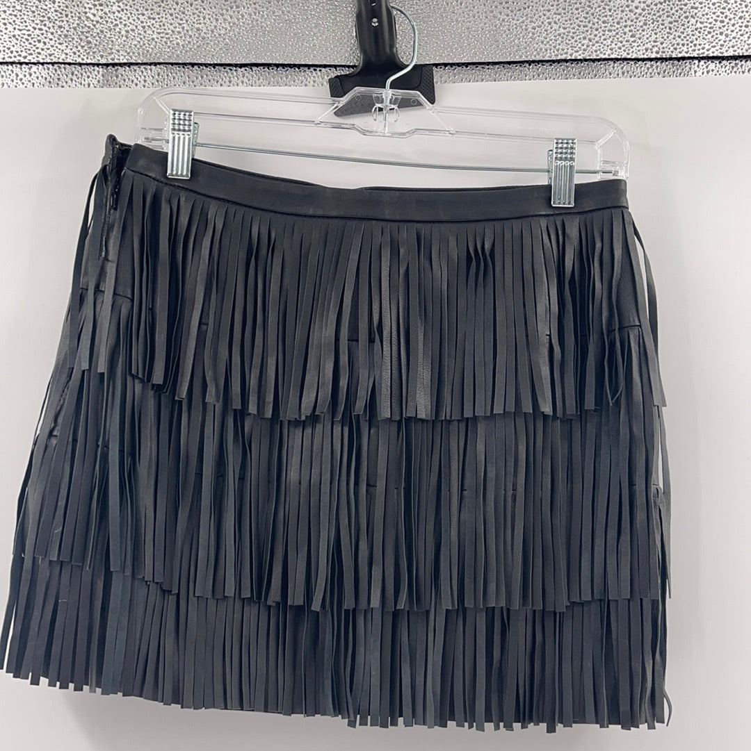 Zara Woman Black Fringe Mini Skirt - (Size 5 USA)