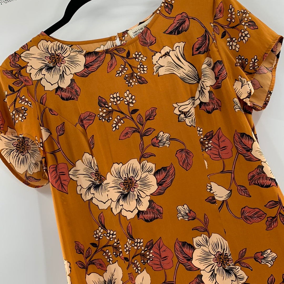 Saltwater Anthropologie - Brown / Burnt Orange Flower Maxi Dress (Size Medium)