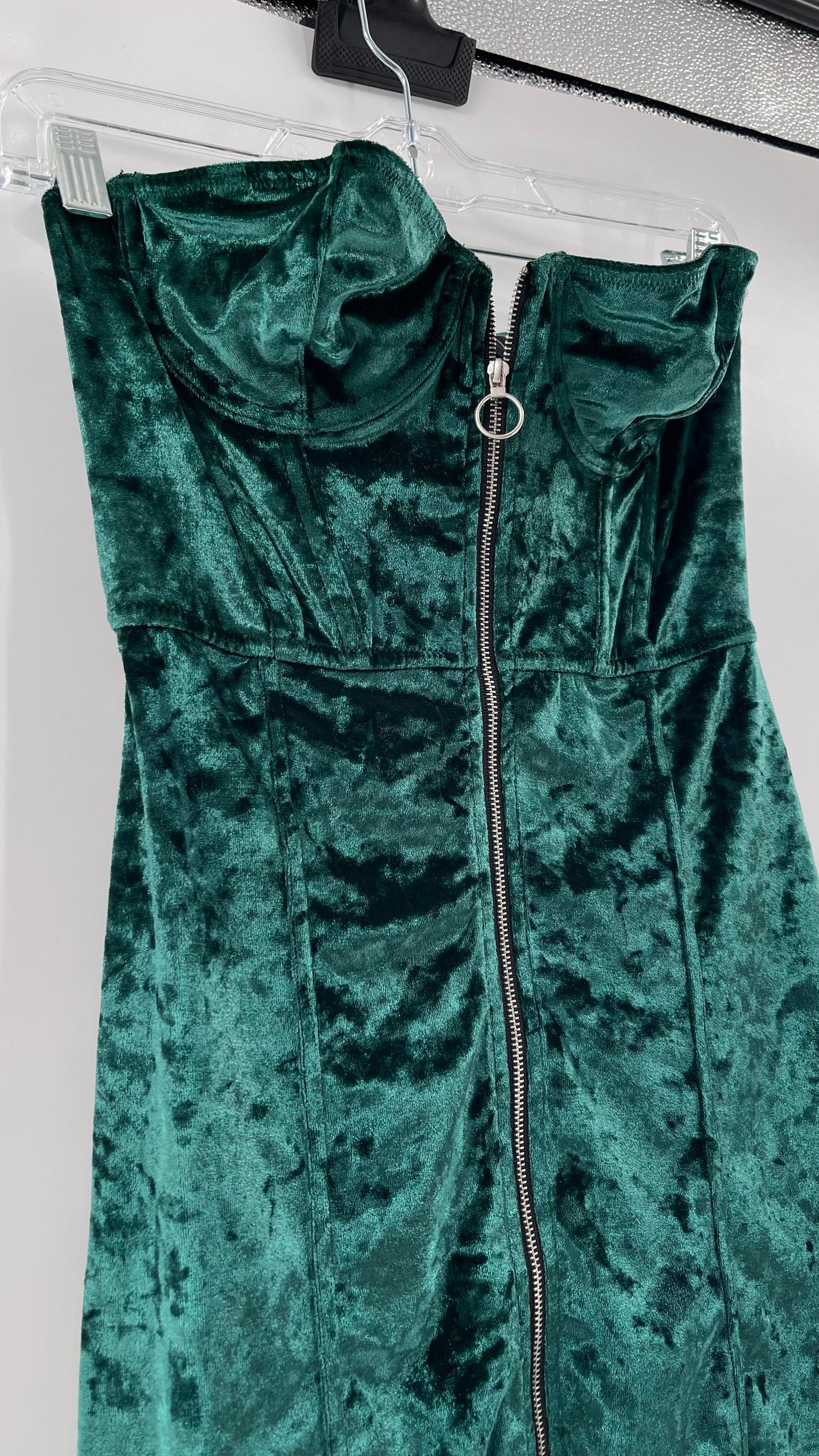 Emerald Green Urban Outfitters Zip Front Corset Dress (Small)