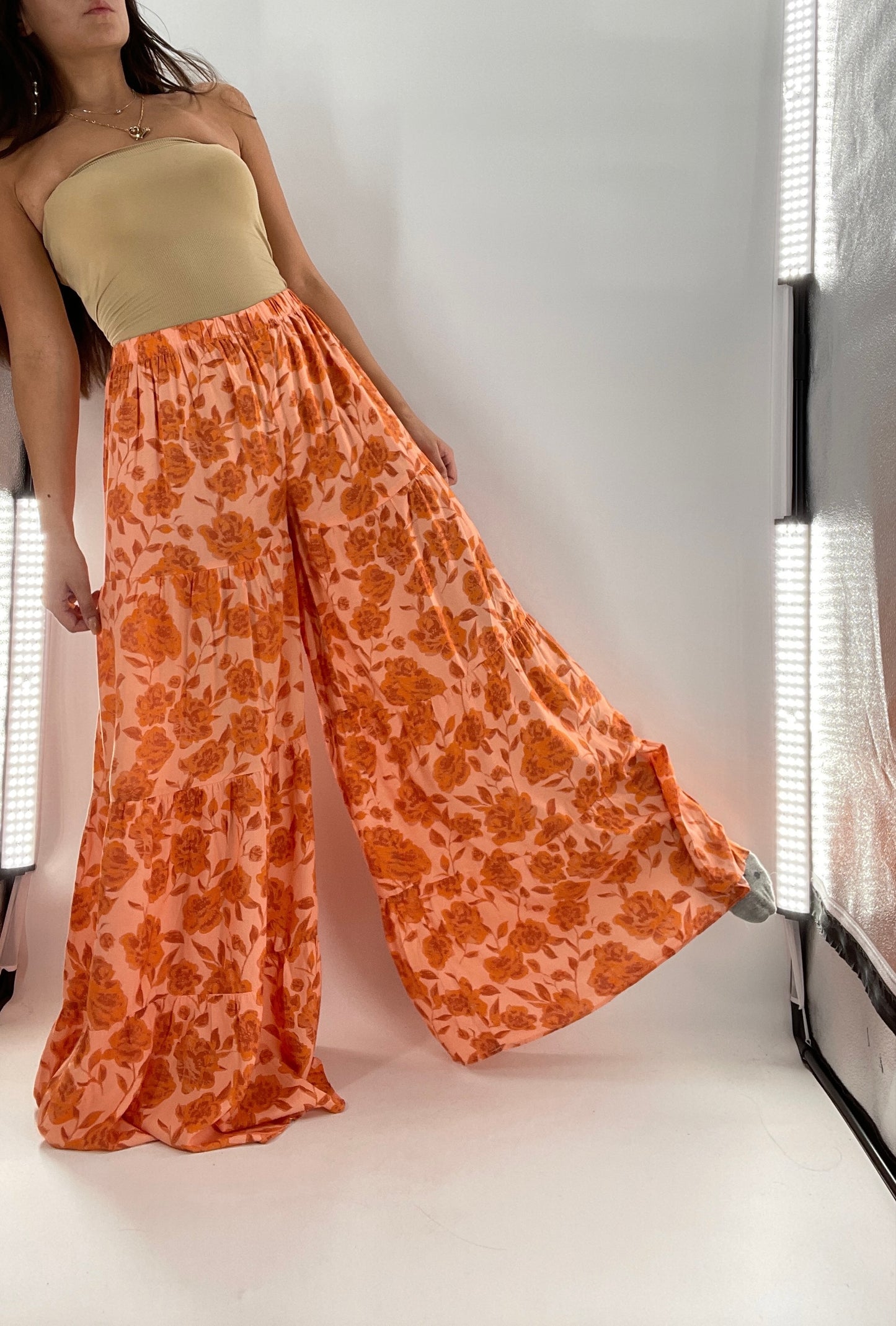 Jen’s Pirate Booty X Free People Floral Wide Leg Flares (Medium)