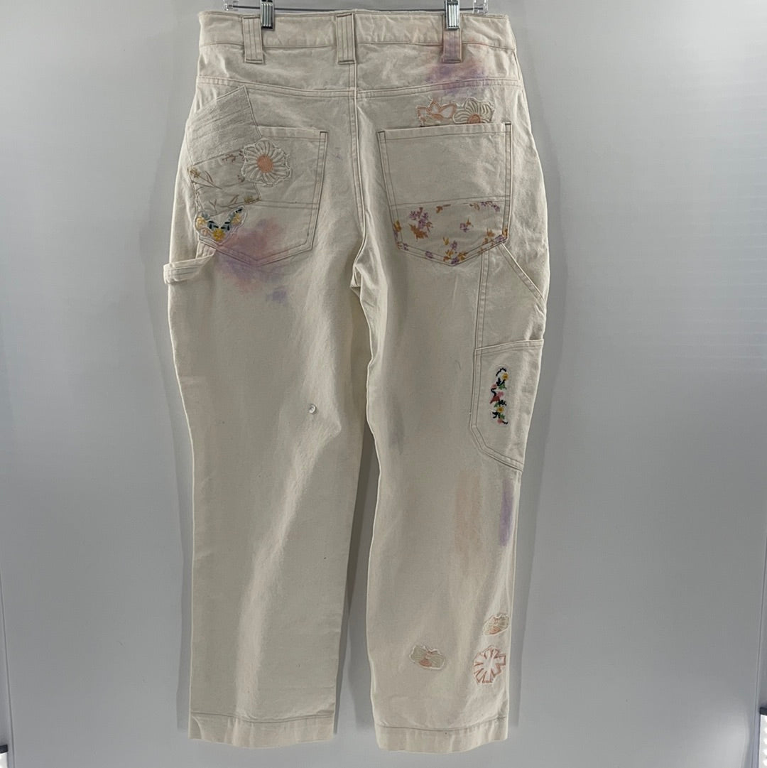 Free People Boho Floral Embroidered Girlfriend buy Light Denim Jeans Size 26