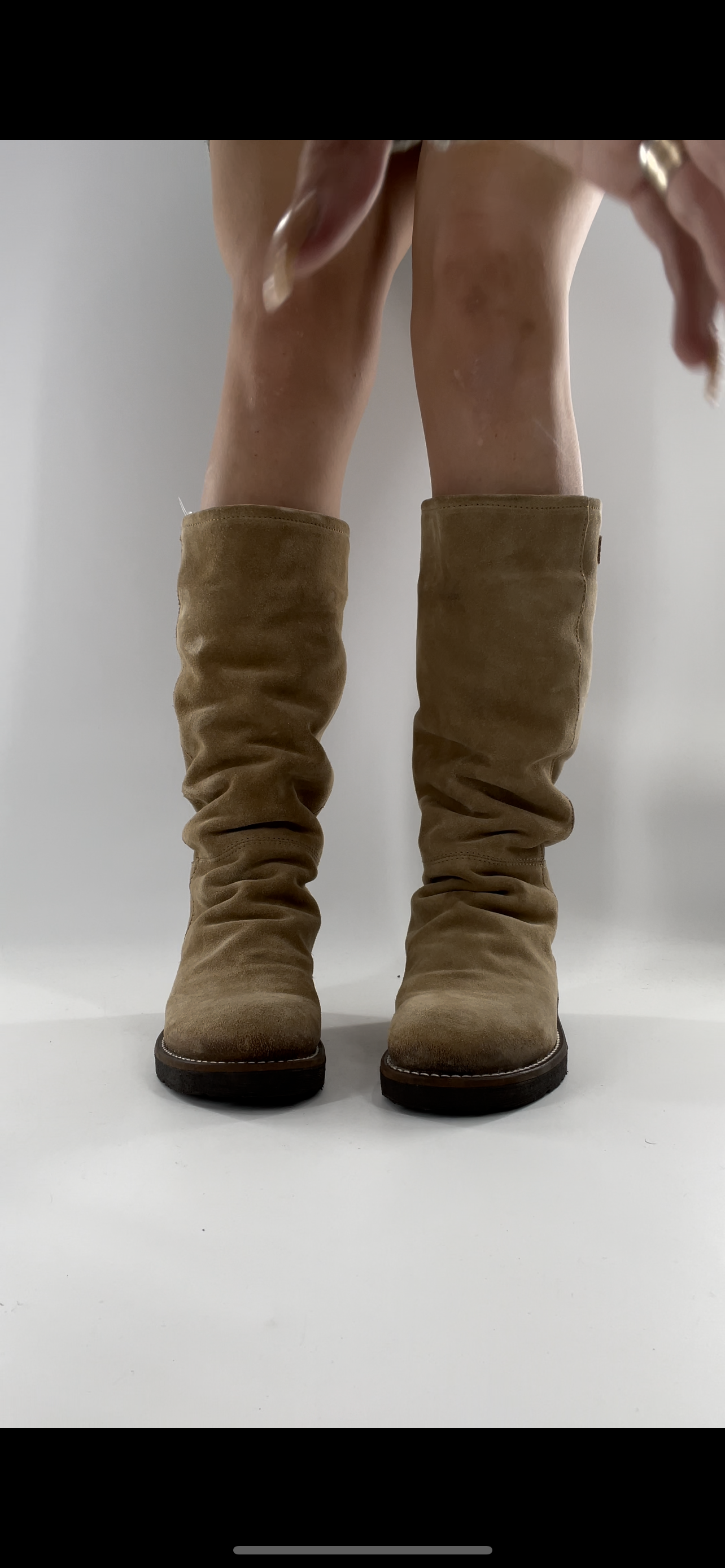 BRONX SO TODAY - Suede Shearling Inside Light Beige Knee High Boots - Size 39