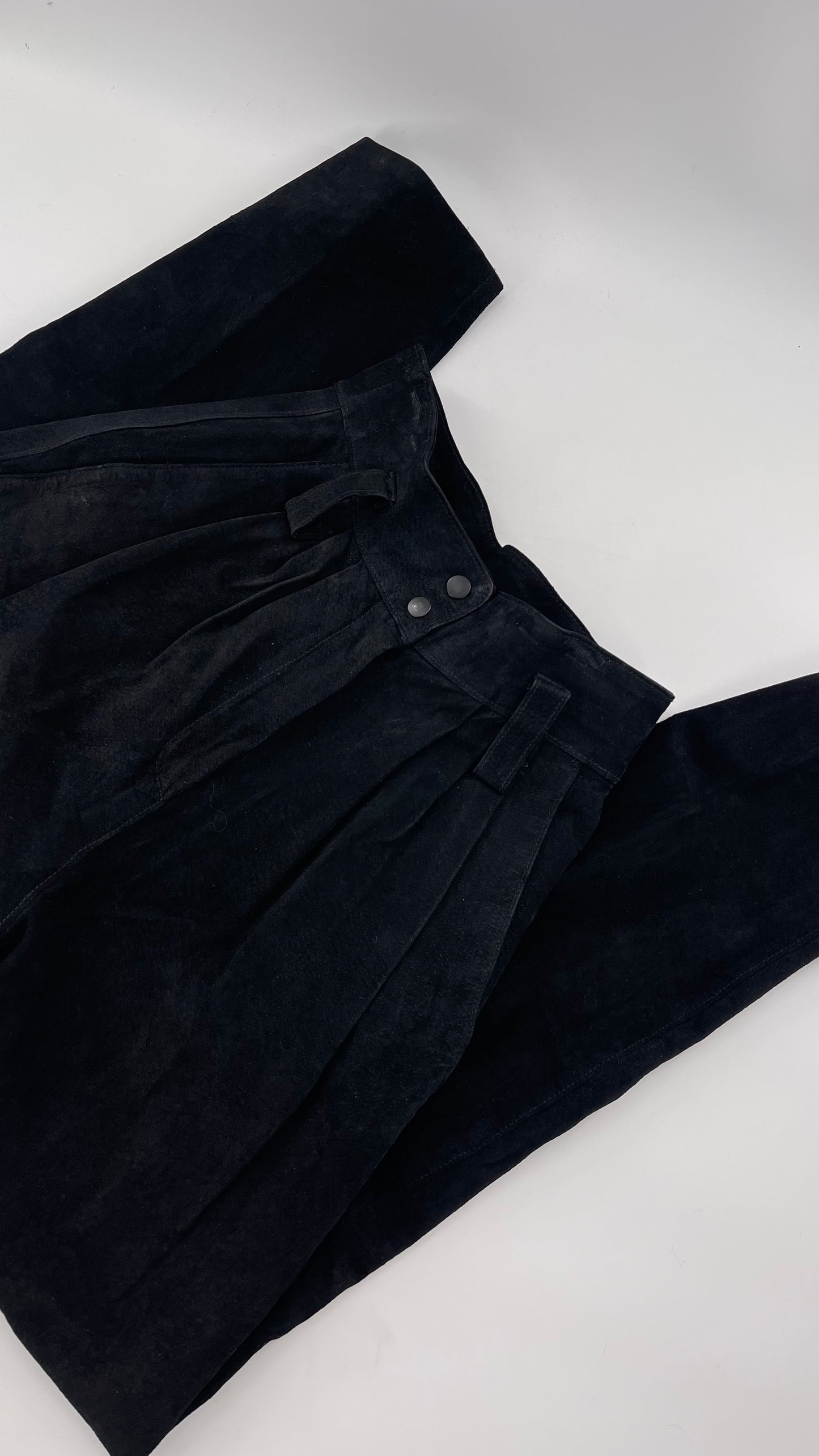 Vintage High Waisted Black Suede Leather Wilson’s Trouser (8)