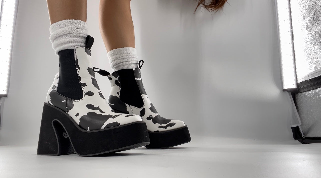 Koi Footwear Chunky Platform Cow Print Boots (7)