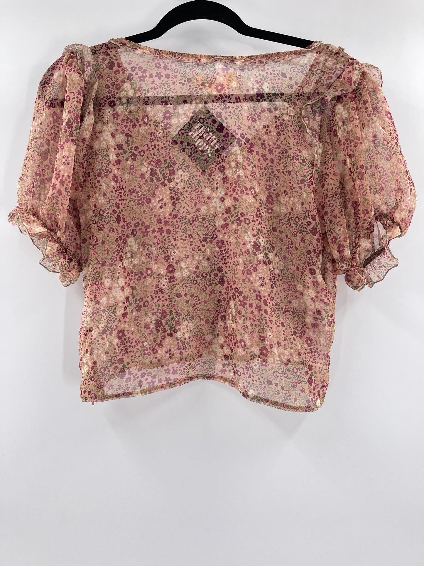 Anthropologie Floral Voile Ruffled Top (Small)