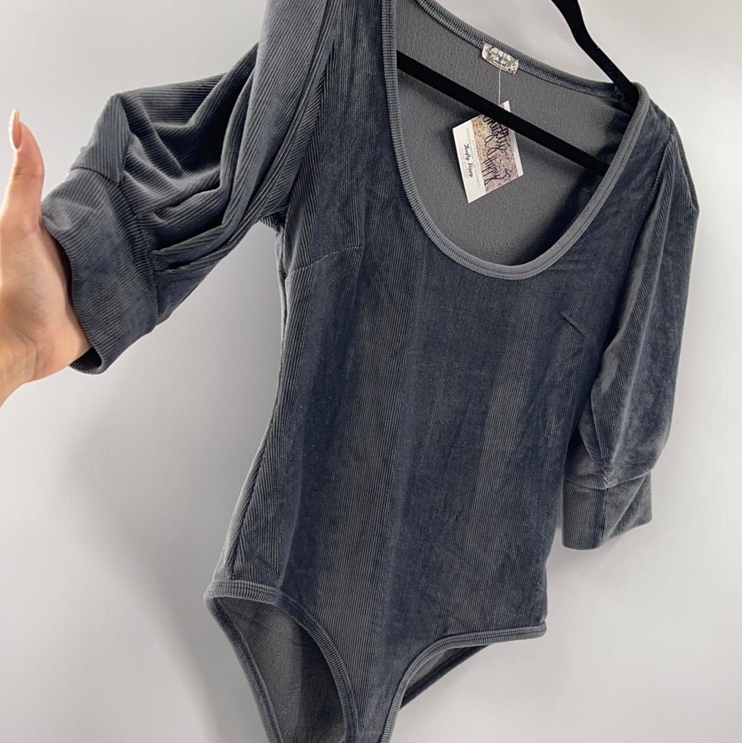 Intimately Free People Grey Velvet Bodysuit (XS)