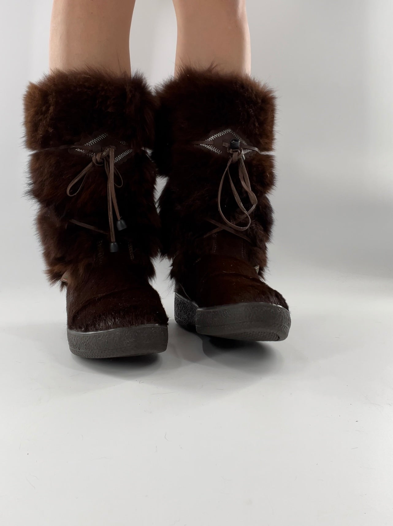 Pajar Vintage Brown Fur Boots - Made In Italy - Size 40