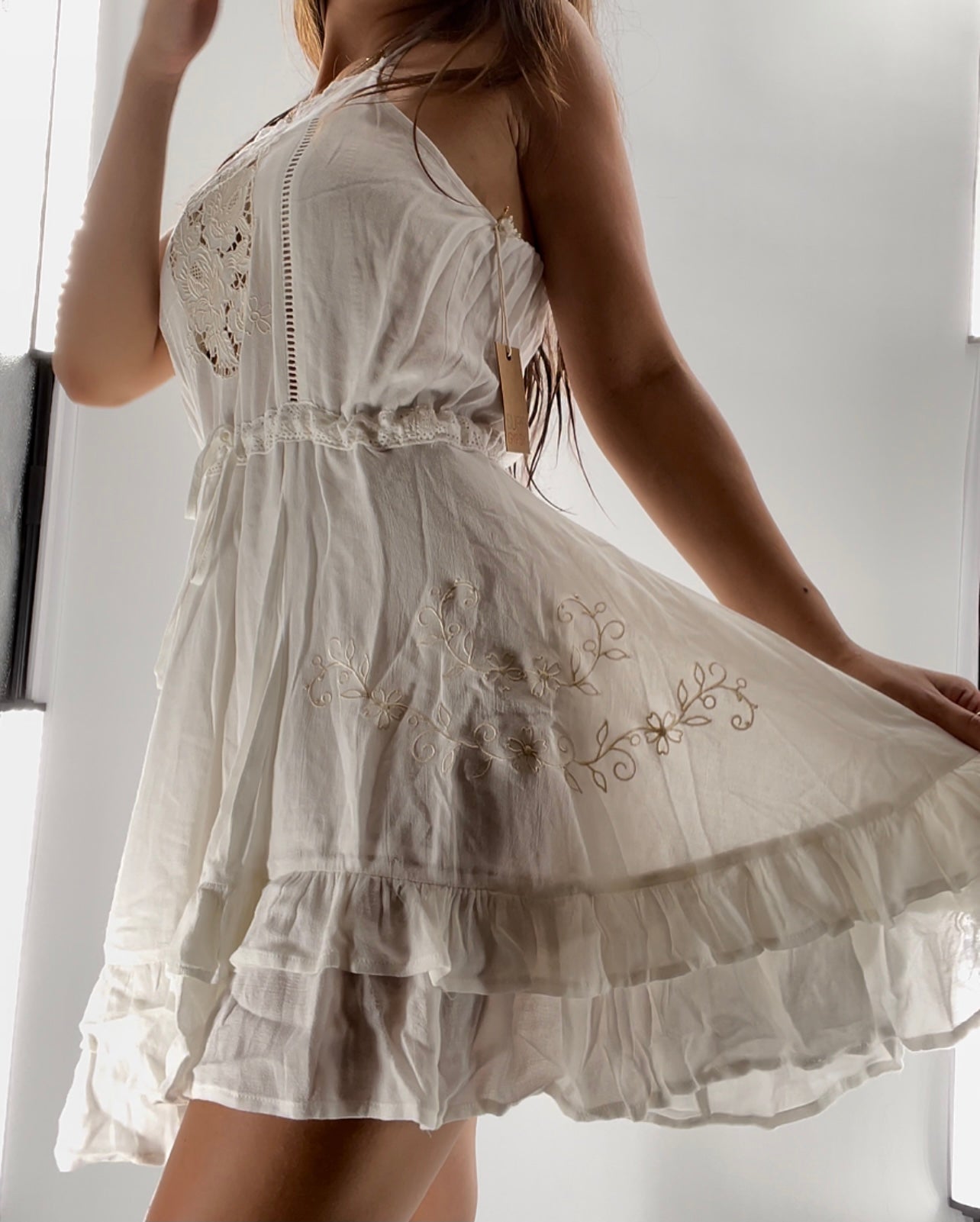 Surf Gypsy White Lace Mini Dress (SzS)