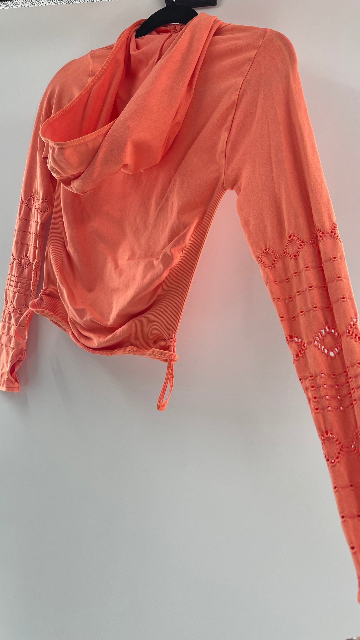 Free People MovementGood Karma Neon Orange Hooded Long Sleeve (XS/S)