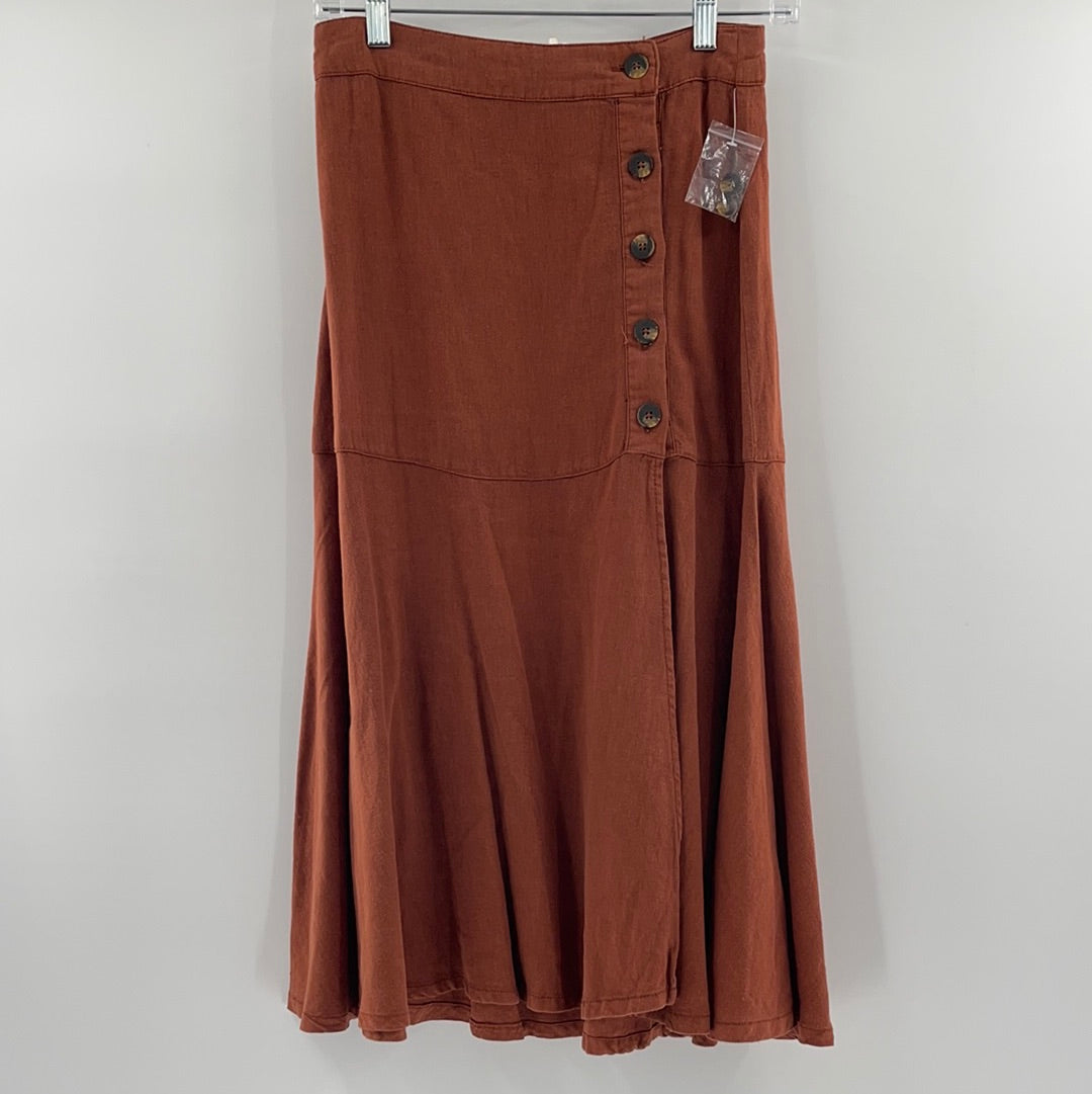 Burnt Orange Free People Button Up Skirt [With Extra Buttons] (Size 0)