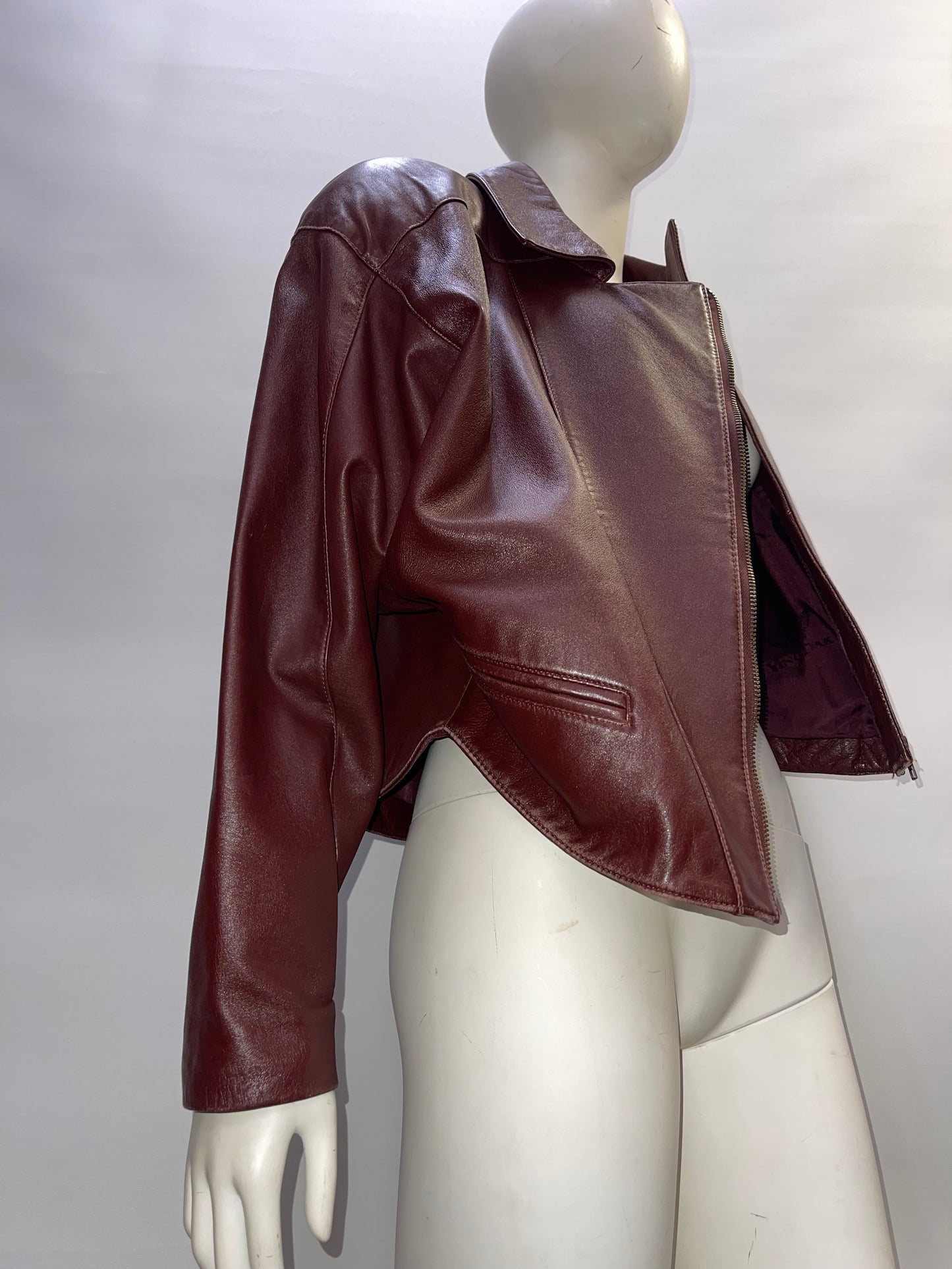 YingDak Burgundy Leather Jacket