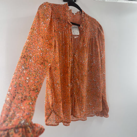 Free people orange floral blouse (S)