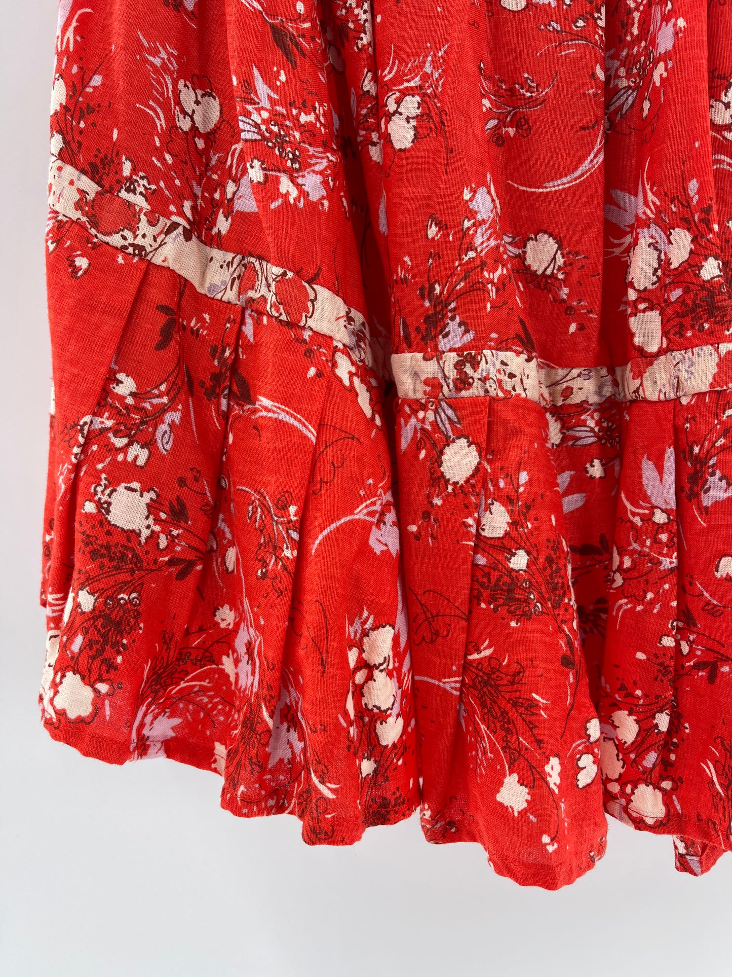 Free People One Shoulder Red Floral Mini Dress (Size XS)