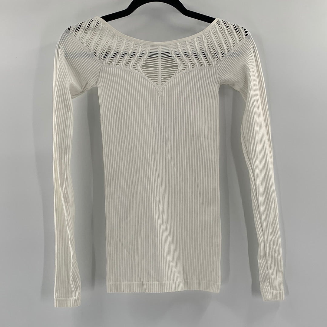 Free People White Netting Long Sleeve (XS/S)