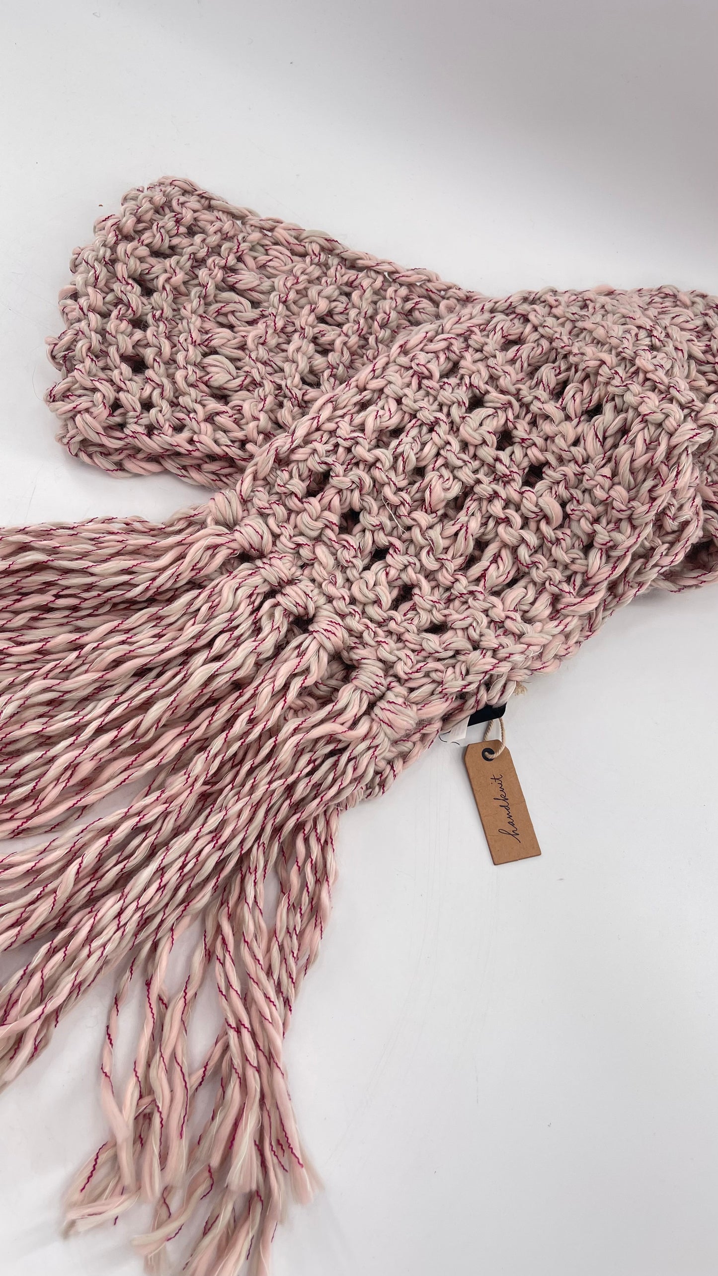 Beige/Pink/Maroon HandKnit Scarf