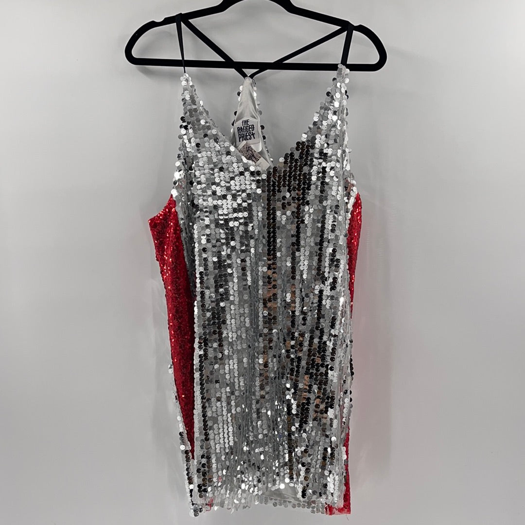 The Ragged Priest - Dollskill Silver Sequin Mini Dress (Size Large)