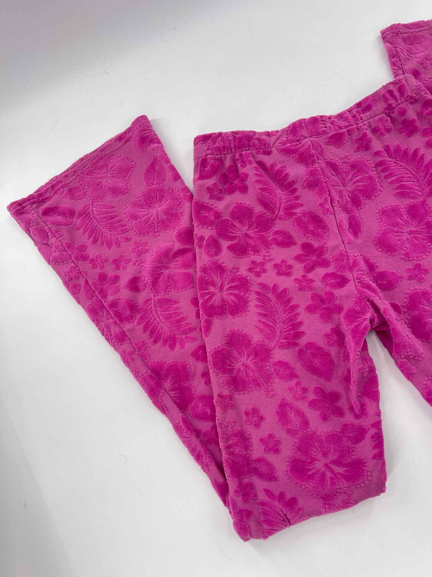 Urban Outfitters Purple/Pink Raised Chenille Floral Flares (Small)