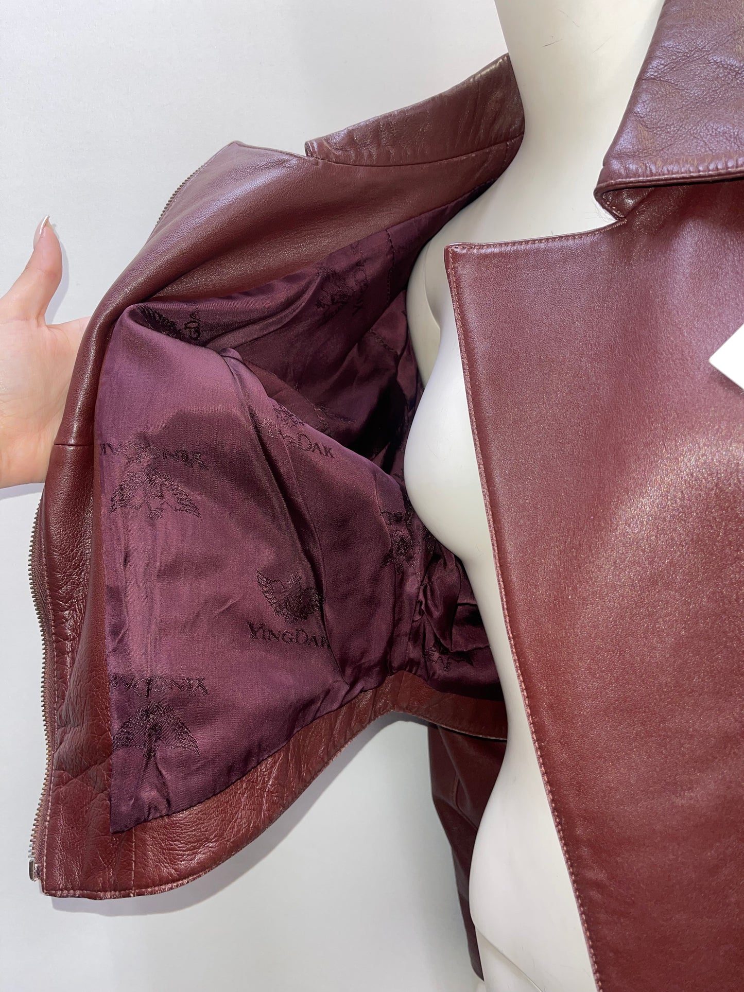 YingDak Burgundy Leather Jacket