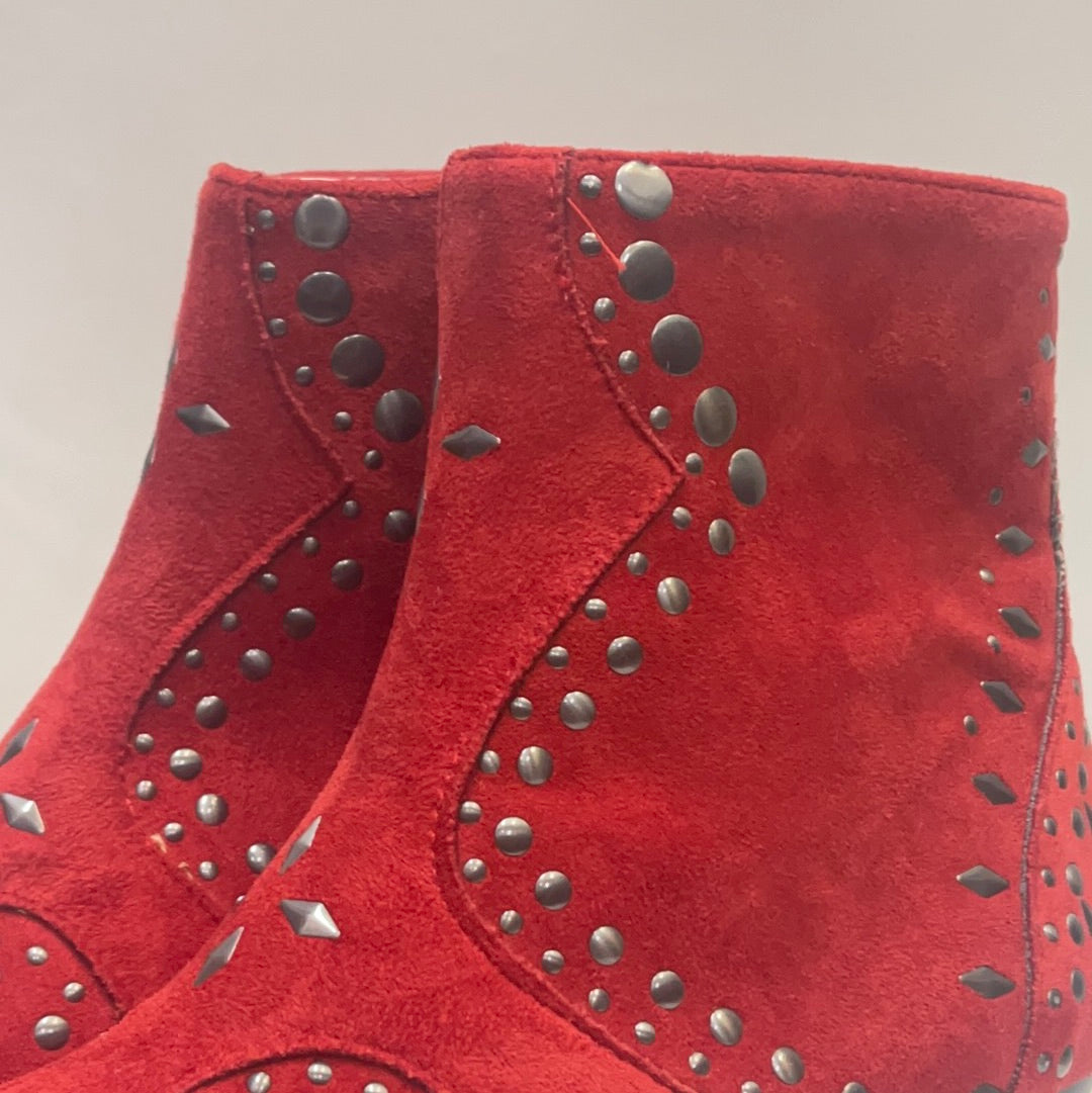 Red hot sale studded booties