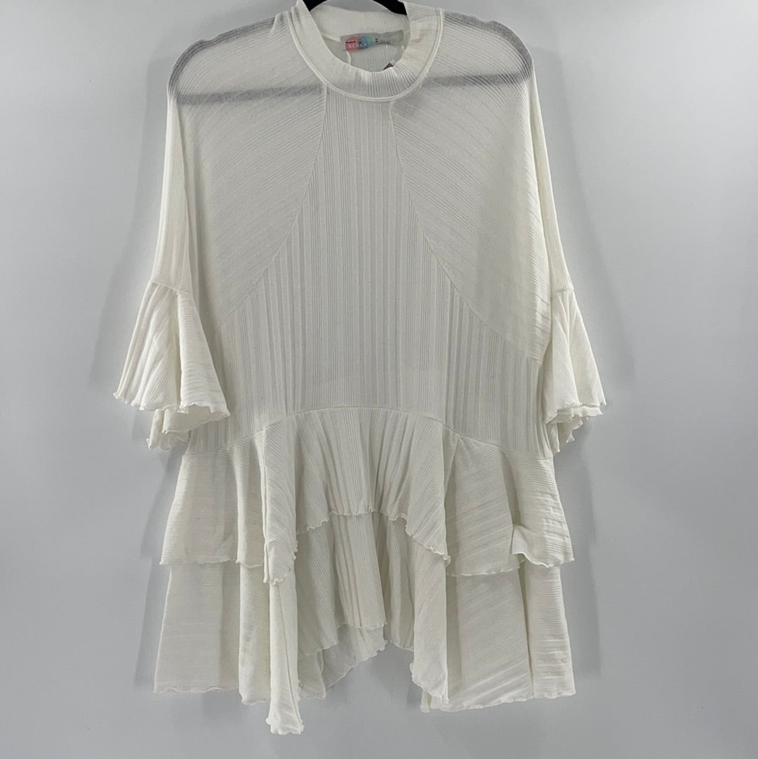 Free People White Ruffled Midi (XS)