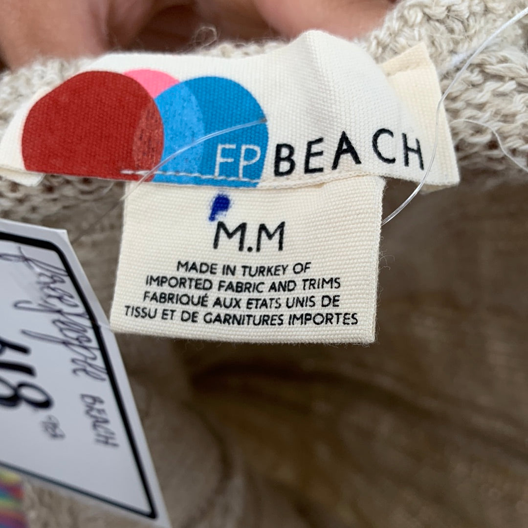 Free People Beach - Beige Knit Ribbed Maxi Dress (Size Medium)