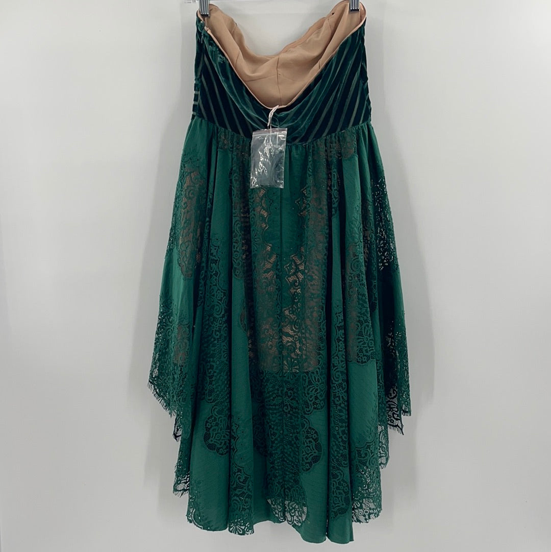Free People Velvet + Lace Emerald Dress (0)