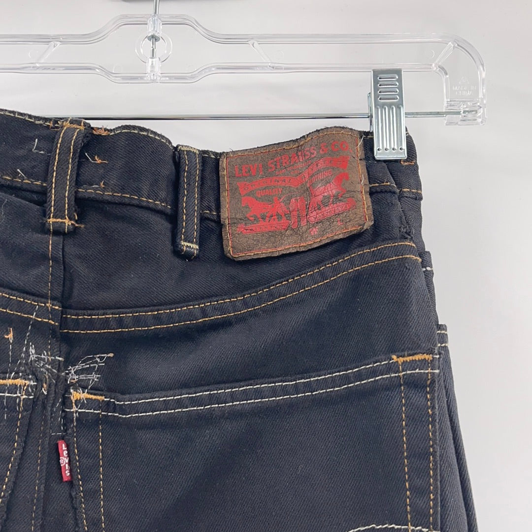 Levi Strauss Vintage Black Denim Distressed Hem Mini Skirt ( Size S)