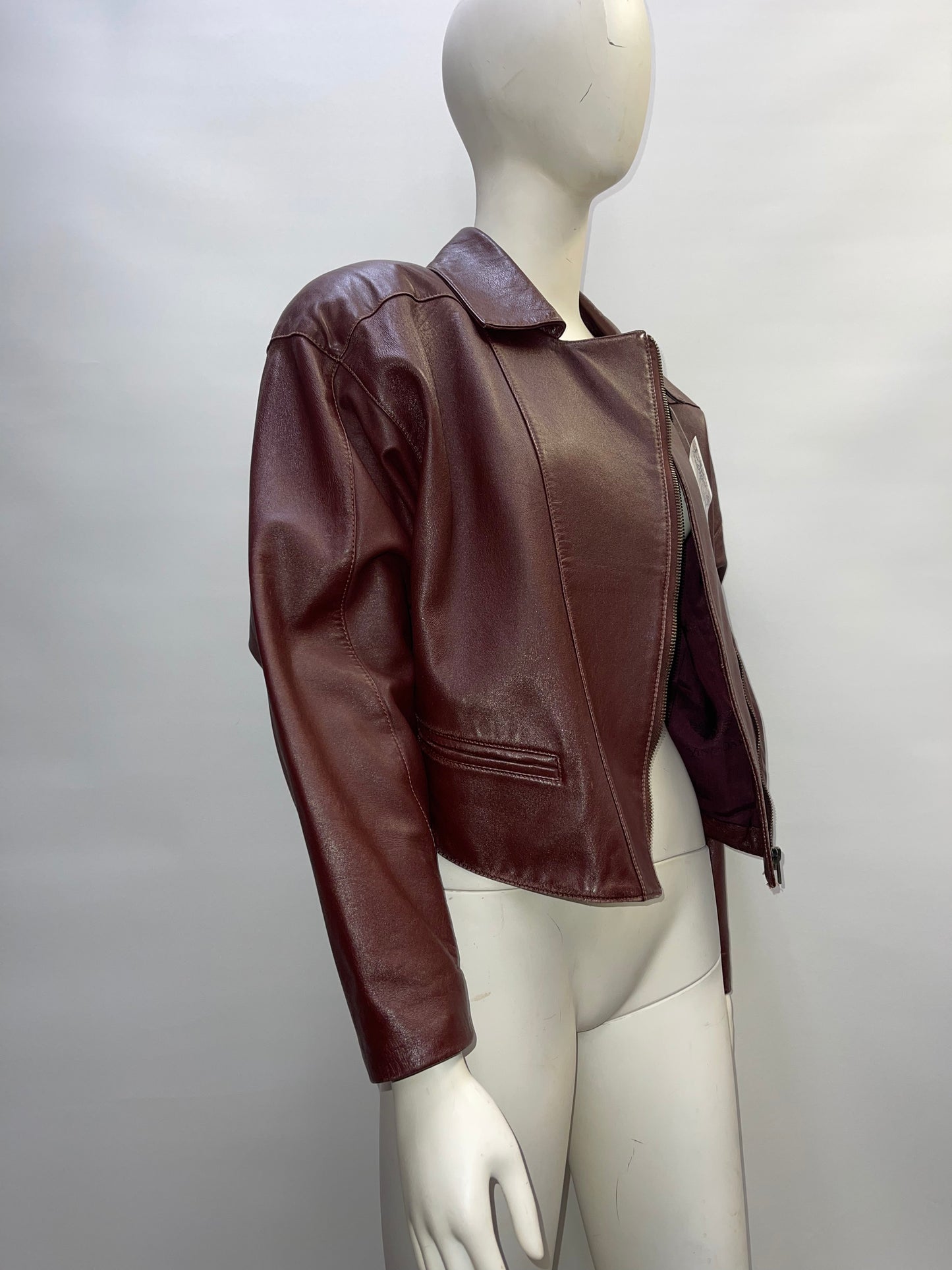 YingDak Burgundy Leather Jacket