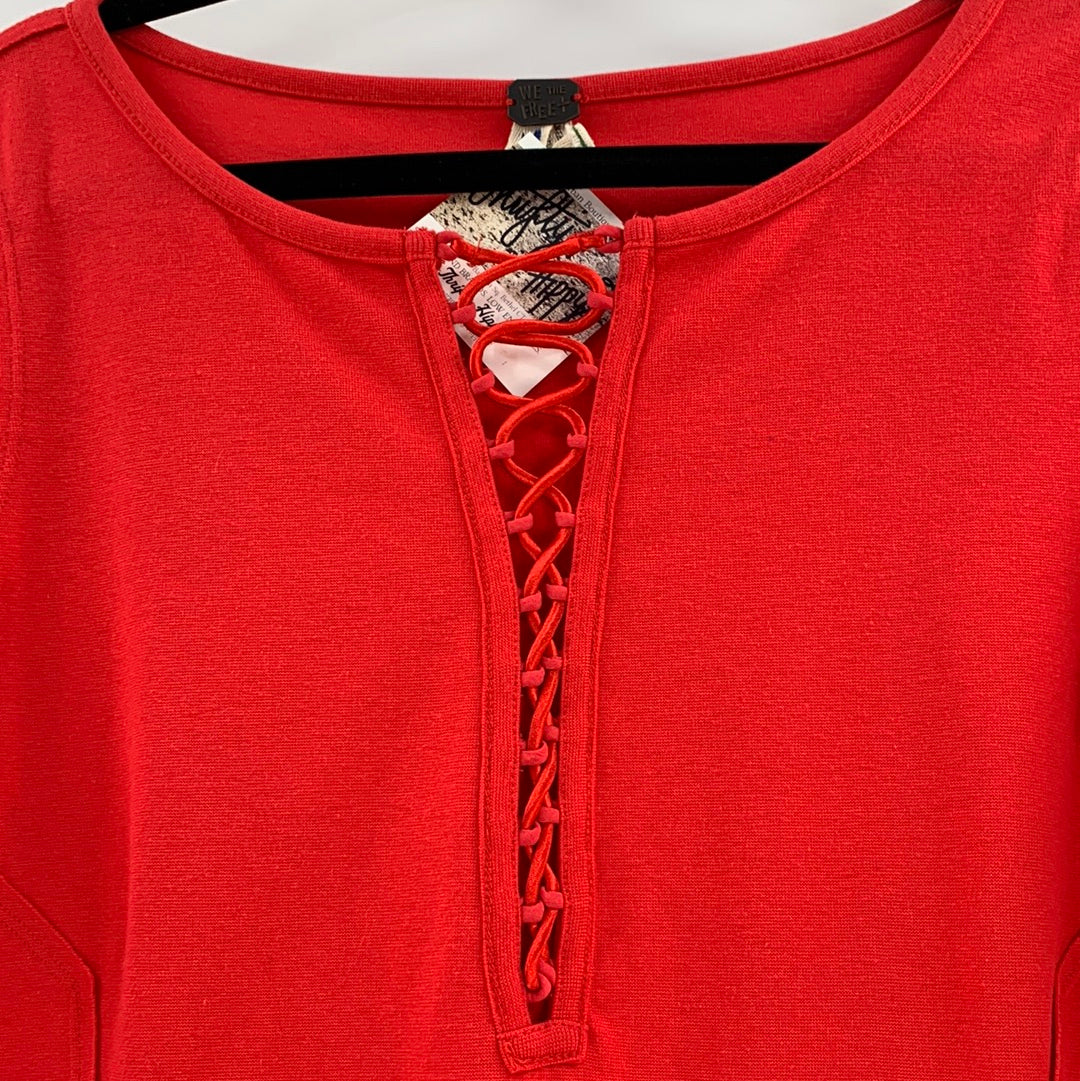 Free people Red lace up long sleeve (M)