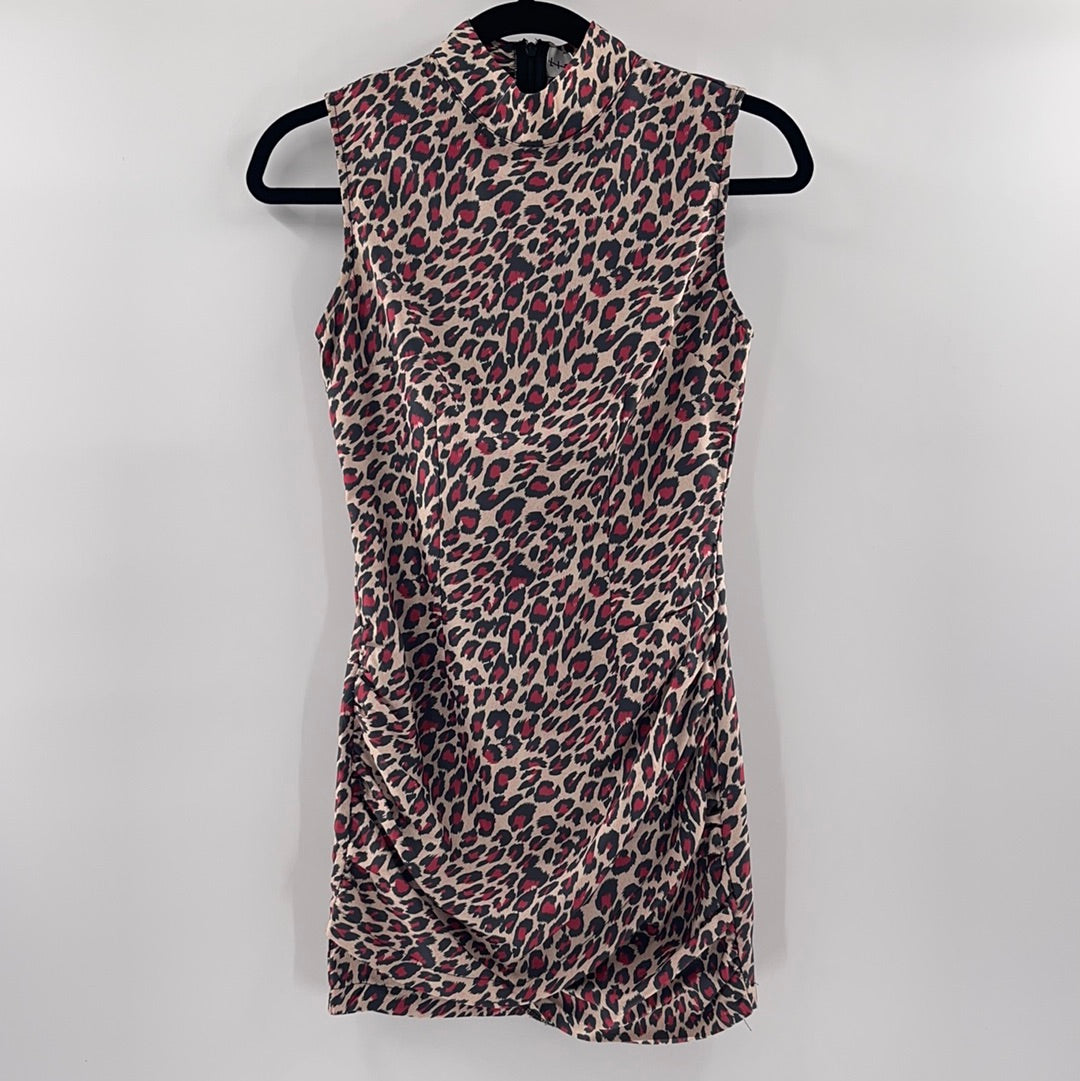 Lioness - Satin Cheetah Print Y2K Mini Dress (Size XS)