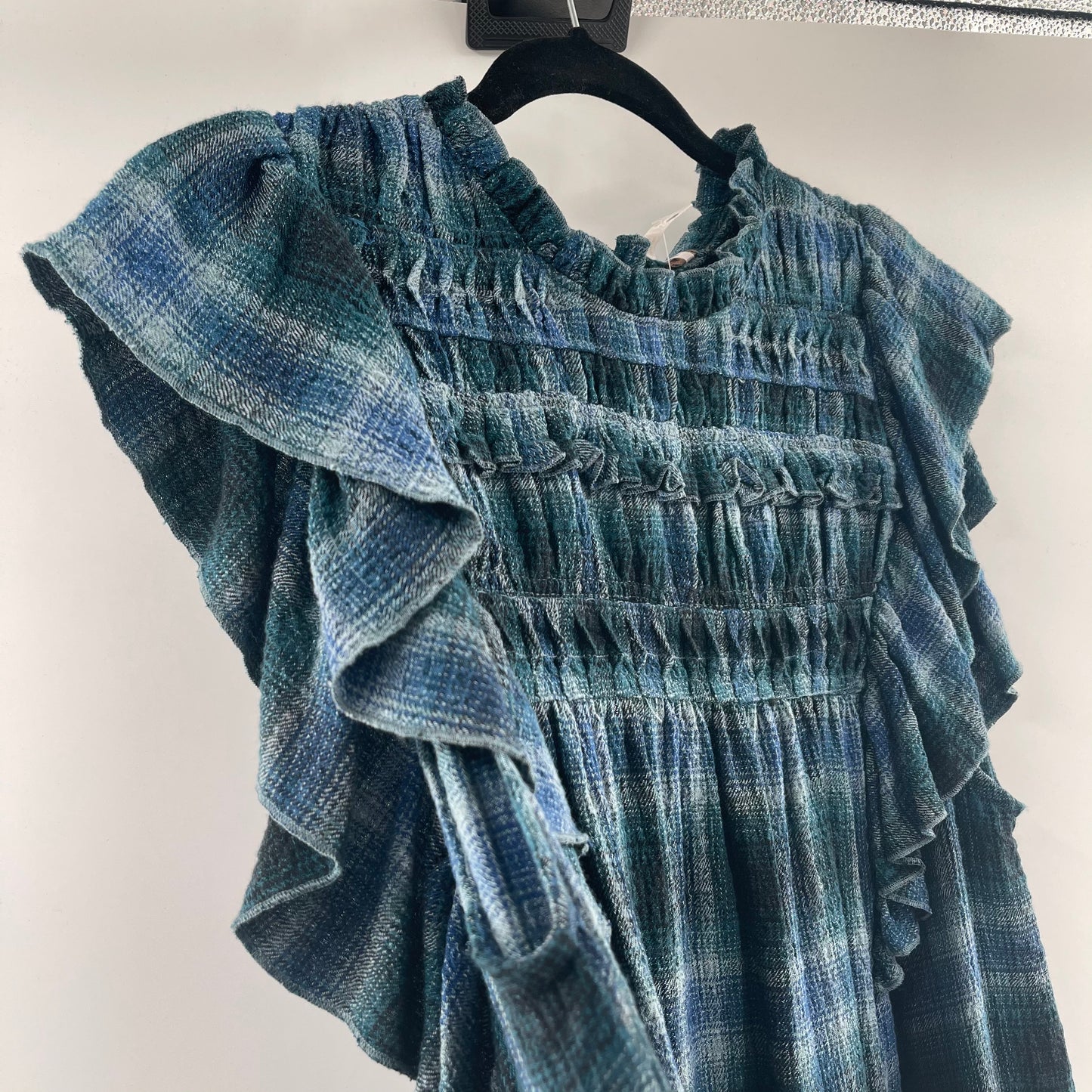 Free People Blue Plaid Tunic (S)