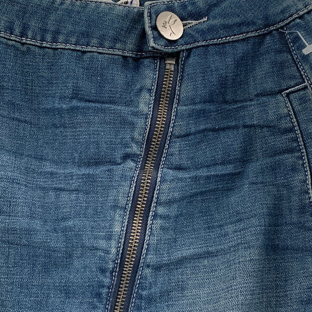 One Teaspoon Denim Front Sideways Zipper Midi Skirt (Size 25)
