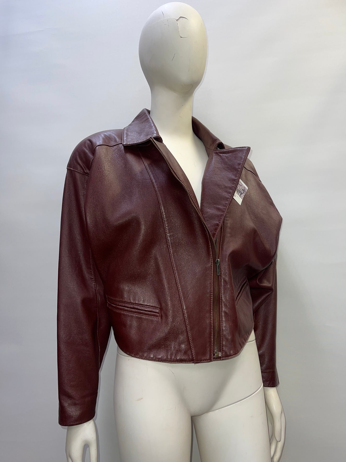 YingDak Burgundy Leather Jacket