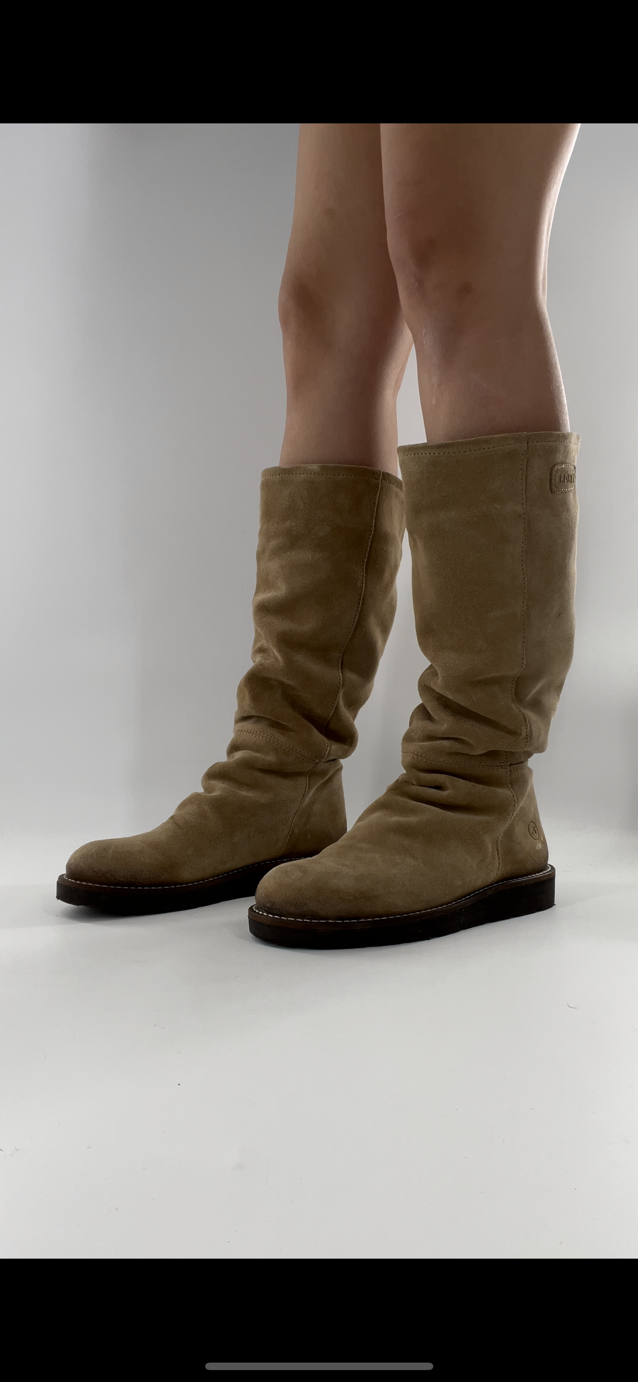 BRONX SO TODAY - Suede Shearling Inside Light Beige Knee High Boots - Size 39