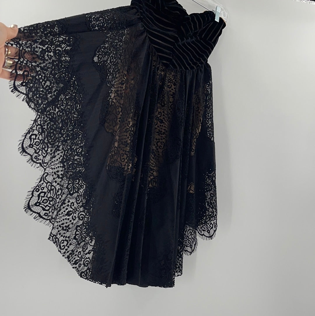 Free People Velvet + Lace Black Dress (0)